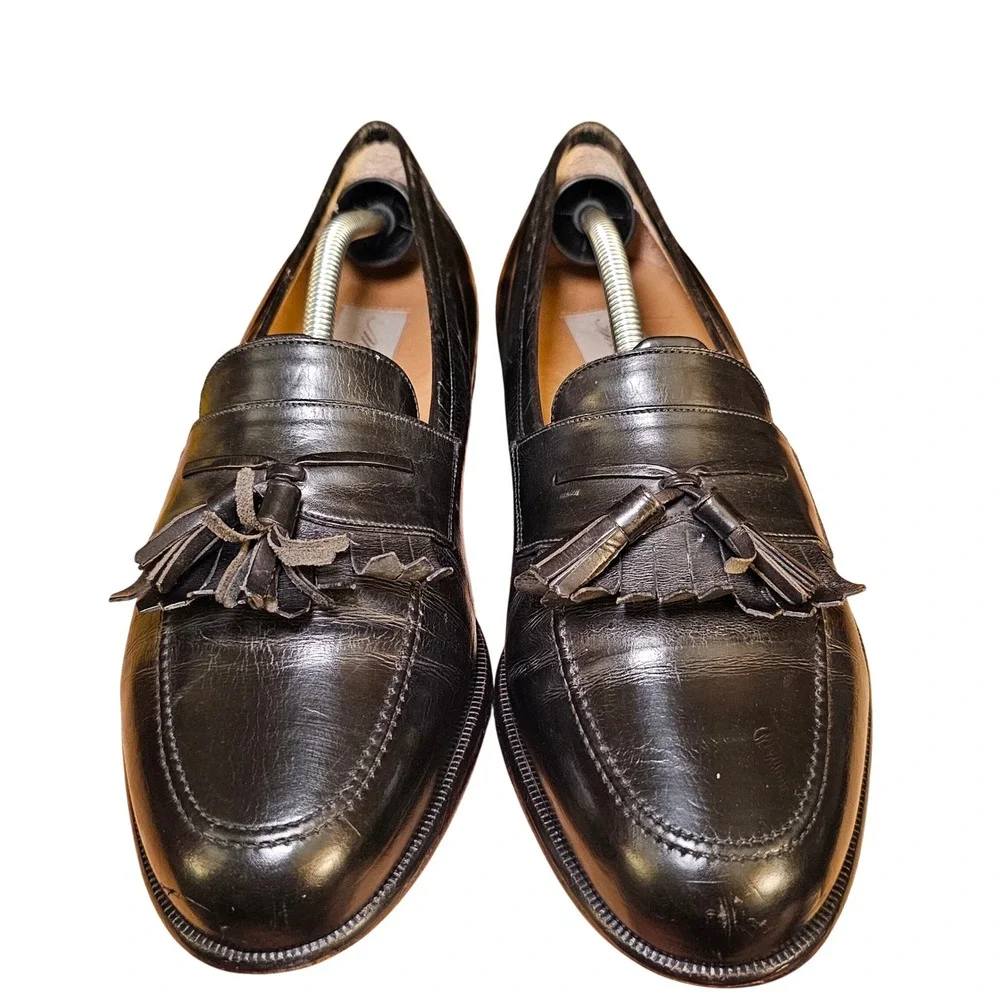 Mezlan Santander Black Leather Tassel Loafer Dress Shoes Men's Size‎ 9 Vintage
